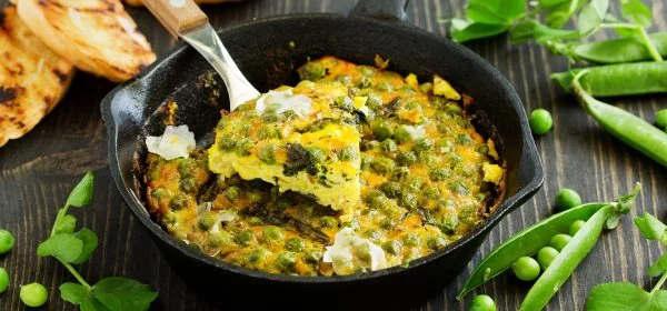 Frittata s hráškem a špenátem